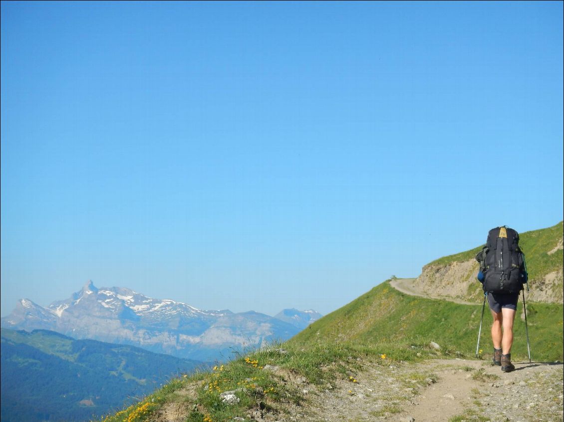 Après une nuit humide départ matinal sous un grand ciel bleu.