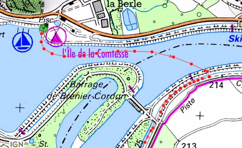 Portage plus court pour embarquer dans le contre canal