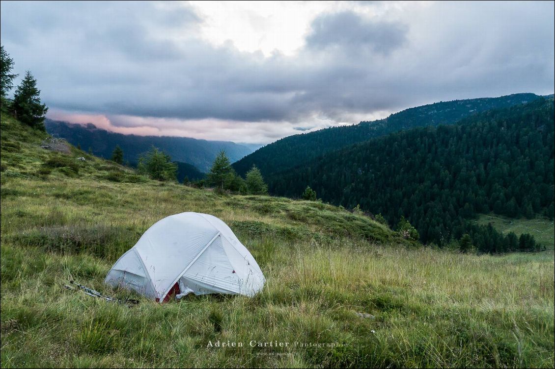 Bivouac du soir à passo valles