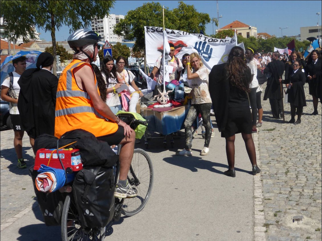 Les étudiants sur le port de Setubal