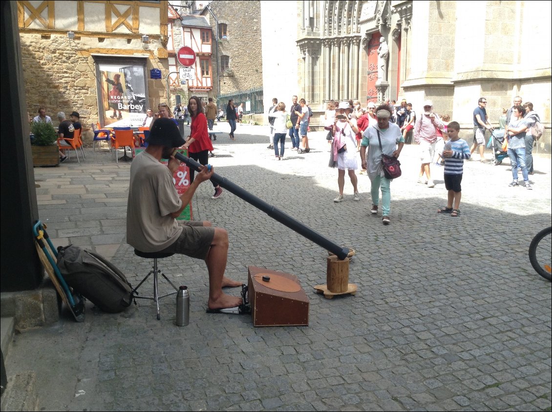 Un joueur d'instrument bizarre. Ca fait zboing zboing et encore zoom, zoom. C'est pourtant envoutant.