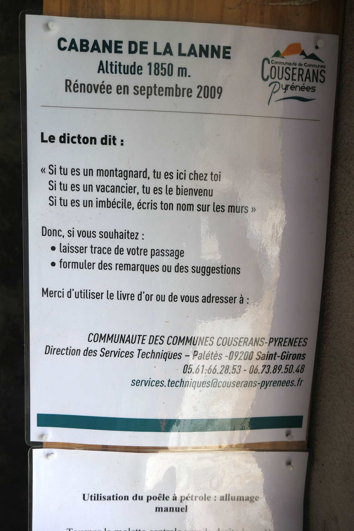 Petit message destiné aux utilisateurs des cabanes ;-)