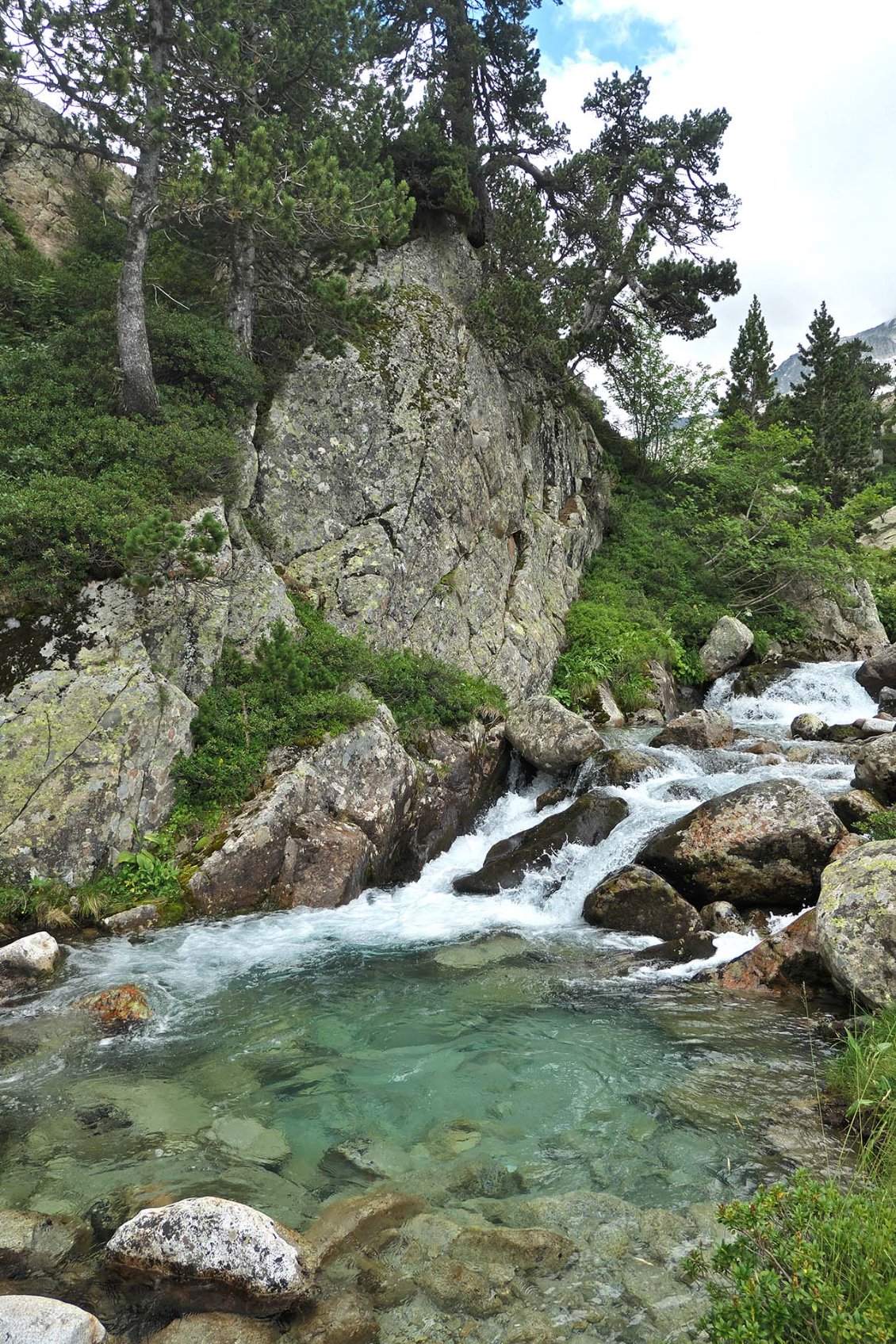 J24. Le bain du soir est glacial dans le torrent qui descend du vallon de Barrancs, au pied de l'Aneto.