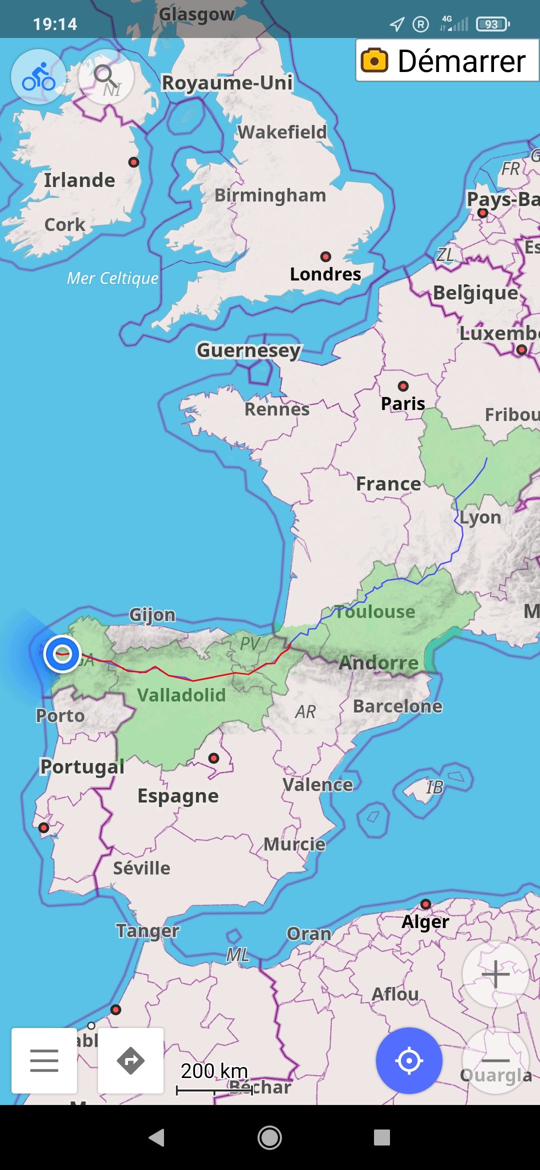 J17. Même si ce n'est pas tout à fait fini, voici la carte avec la trace du chemin parcouru. Un total d'environ 2500 km et des milliers de mètres de dénivelés, et surtout beaucoup de cailloux.