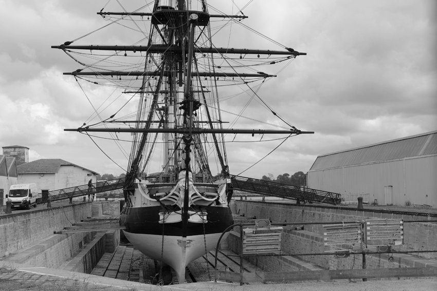 L'Hermione en cale sèche.