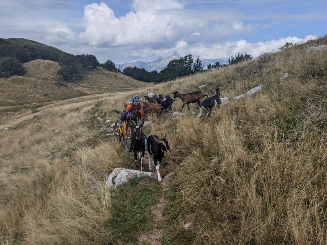 J129 - Escorte sur la crête avant de descendre sur Kobarid.