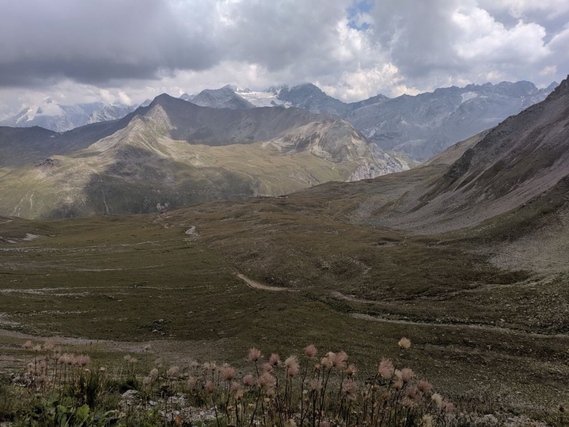 J93 - A la Bocchetta di Forcola, on devine l'Ortles et on se prépare à une très belle descente sur l'Umbrail Pass.