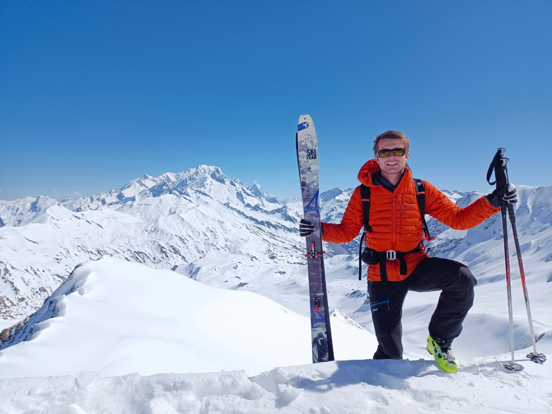 Autoportrait bien accompagné. Passage d’Arpire avec le mont Blanc, superbe !