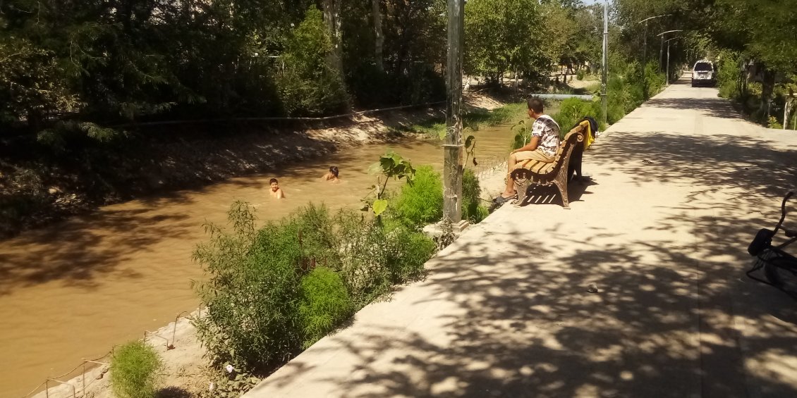 Les jeunes s'amusent dans l'eau.