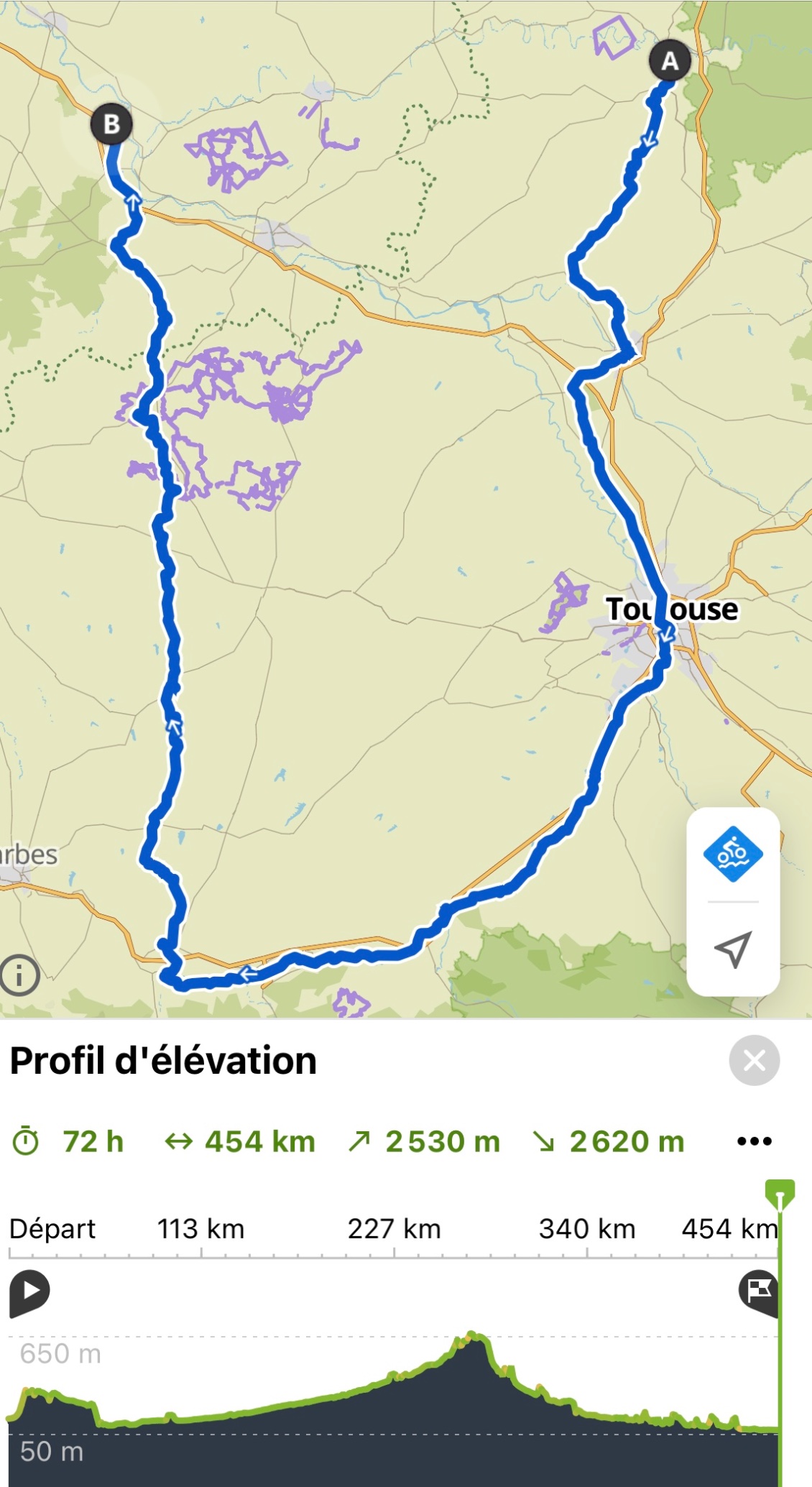 Les 3 traces de mon itinéraire