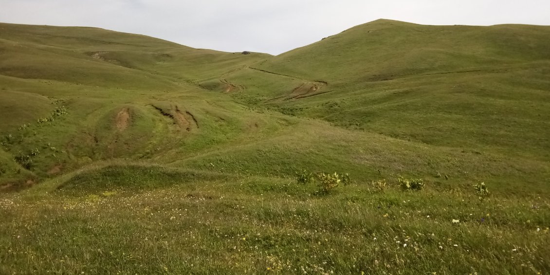 Et je vais là. Ça y est, un chemin !
Et vous le voyez ce col à franchir ? C'est la seconde épreuve.