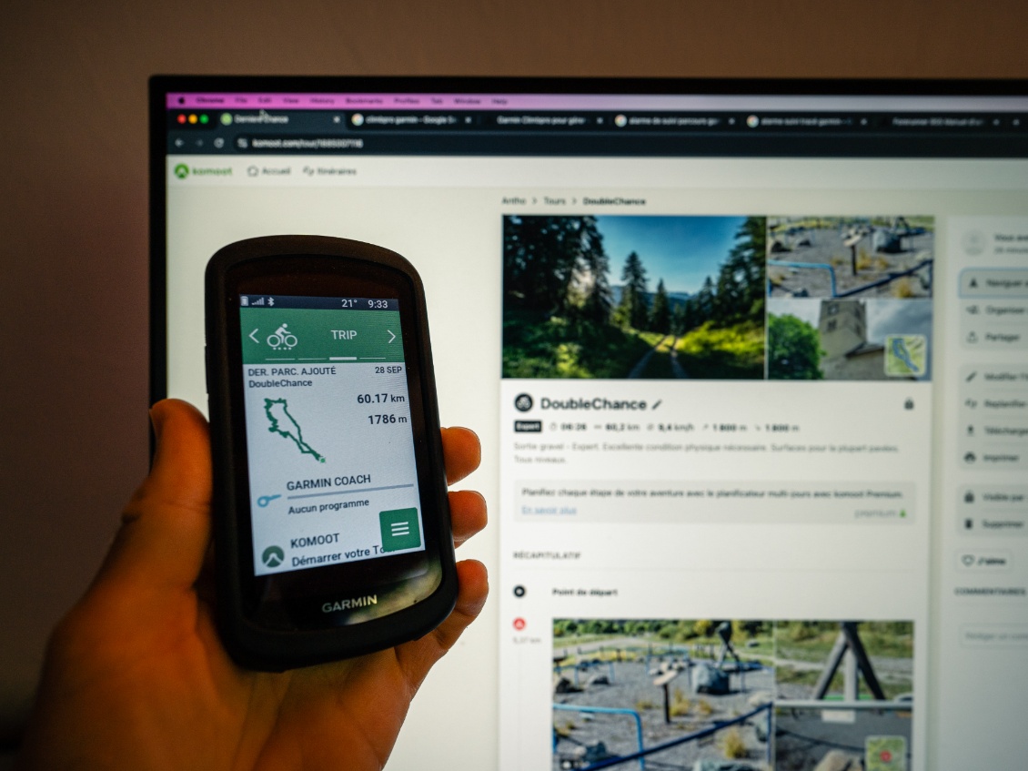 Synchro ordinateur->Garmin via l'appli Komoot.