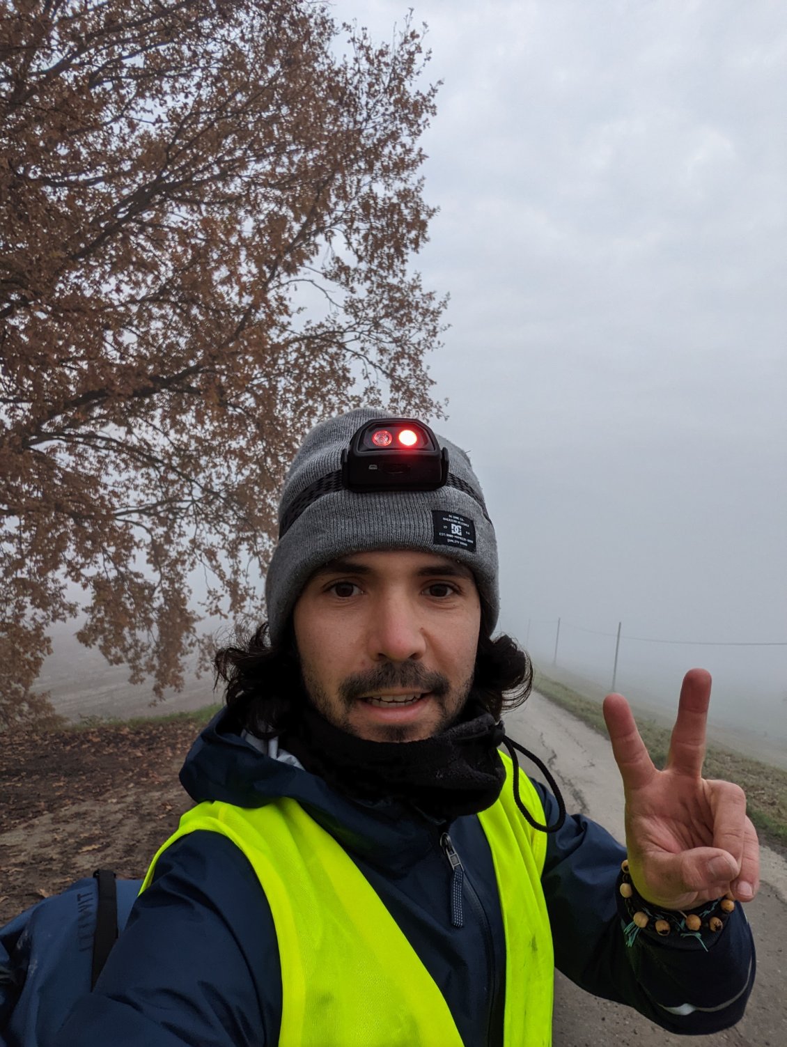 Dans le brouillard, le gilet jaune devient ton totem d'immunité face aux chasseurs et aux automobilistes.