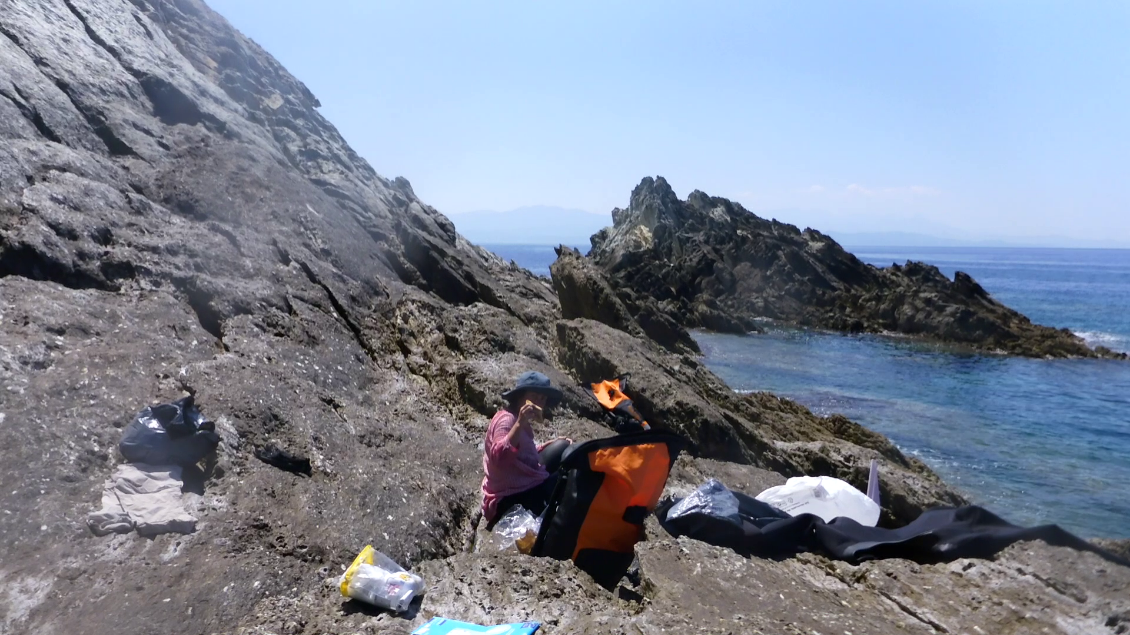 Pause sous la pointe de Minerbio : après l'effort le réconfort