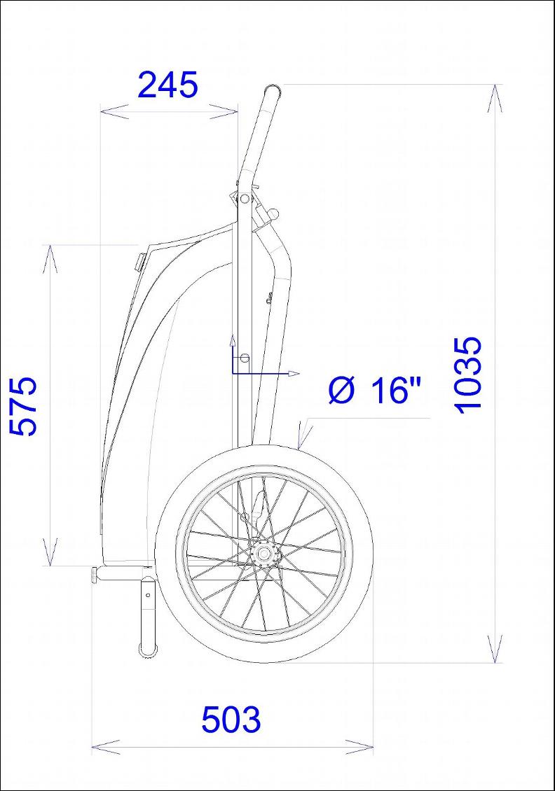 Dimensions de la remorque : de côté