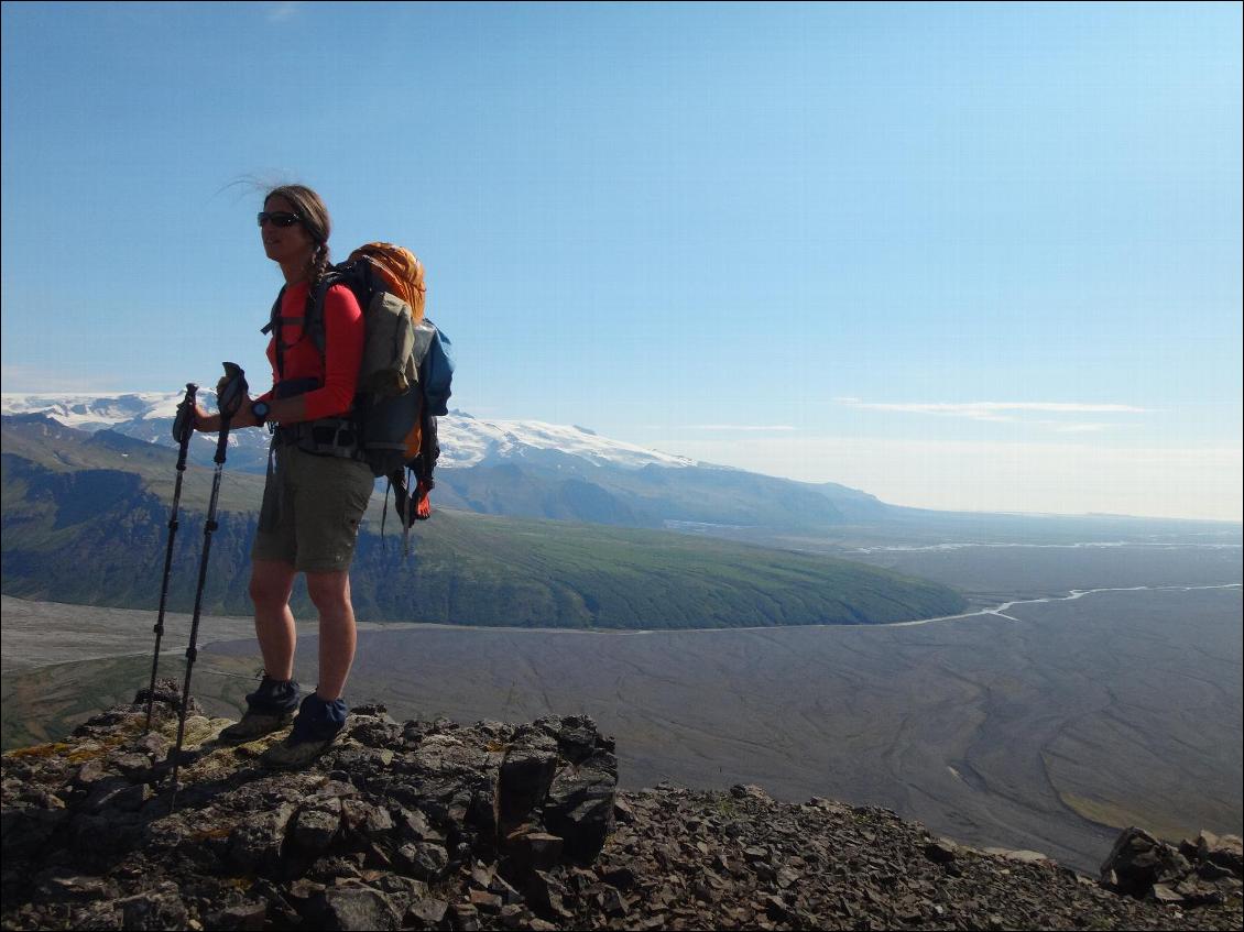 Trek itinérant en Islande, région de Skaftafell, l'une de nos journées les plus chaudes!