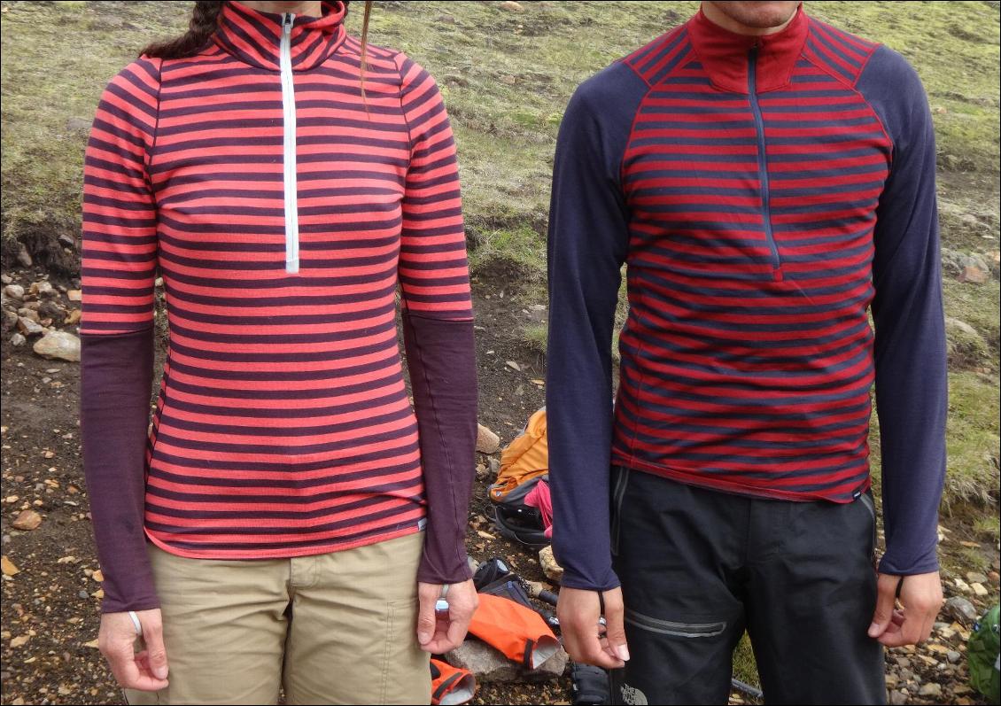 Merino 3 Lightweight Zip Neck Woman (à gauche) & Merino 2 Lightweight Zip Neck Man (à droite)