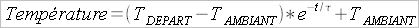 Thermos : modèle d'évaluation de l'évolution de la température en fonction du temps