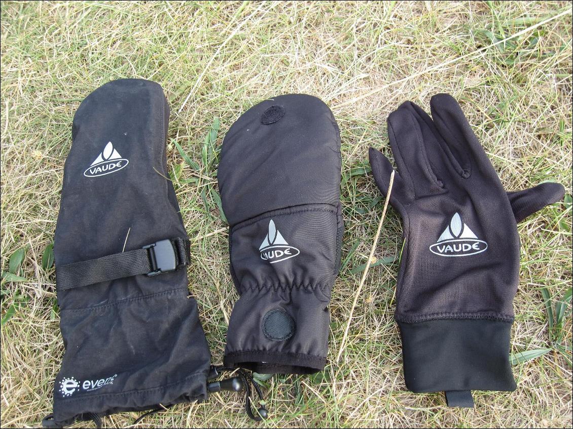 Gants / moufles 3 couches Vaude Argon event 3 in 1 glove : les 3 couches : moufle externe, moufle-mitaine et sous-gant