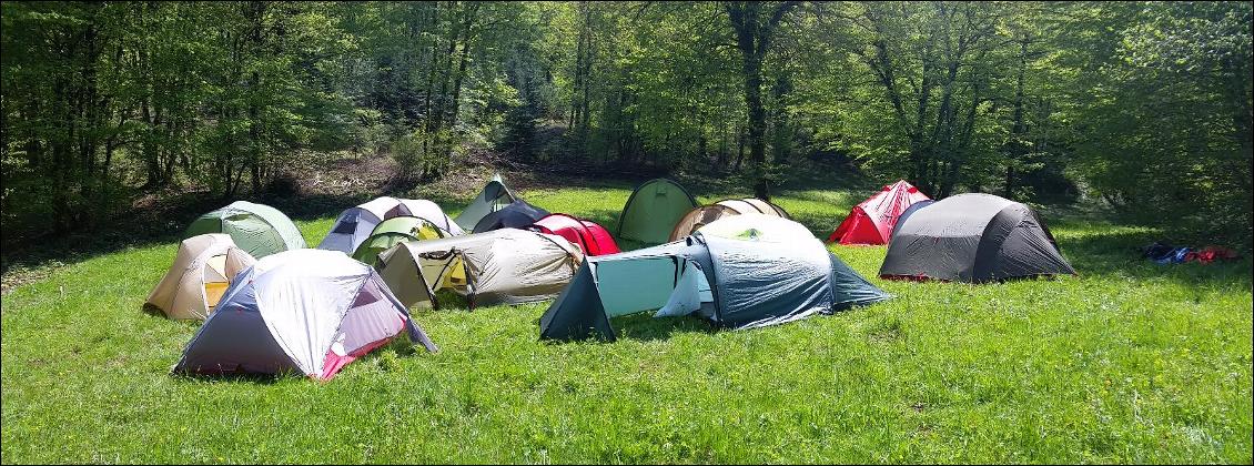 Panorama des tentes lors du test final