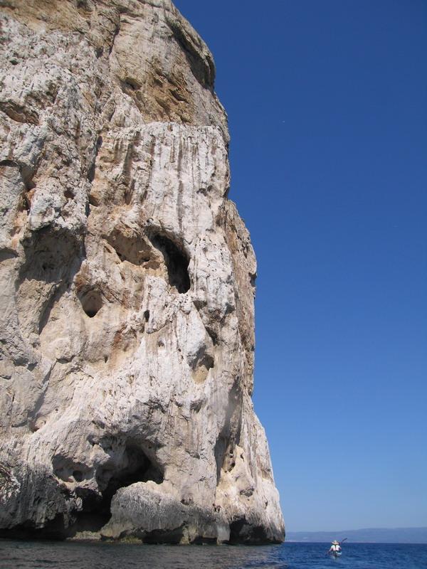 Peu après le Capo Caccia, la pointe la plus à l'ouest de la Sardaigne, subsistent encore de belles falaises calcaires dont les cavités et grottes sont abitées de nombreux oiseaux ; goélands bien sûr mais aussi pigeons ramiers, cormorans, quelques rapaces dont des vautours griffons.